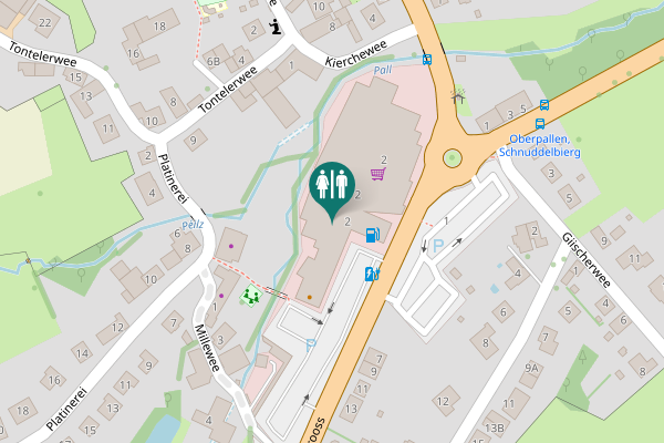Map showing location of Arelerstrooss 2 Toilet