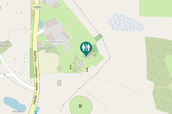 Map showing location of Katrīna — Leimaņi — Kaive — Aprāni Toilet