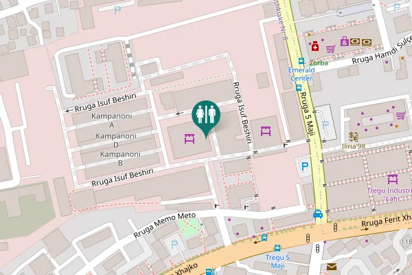 Map showing location of Rruga Isuf Beshiri Toilet