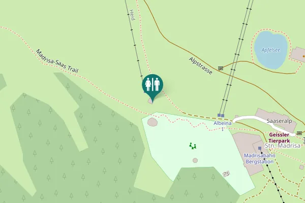 Map showing location of Madrisa-Saas Trail Toilet