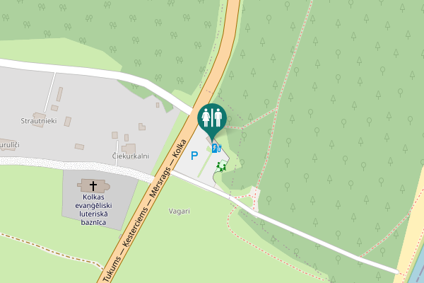 Map showing location of Tukums — Ķesterciems — Mērsrags — Kolka Toilet
