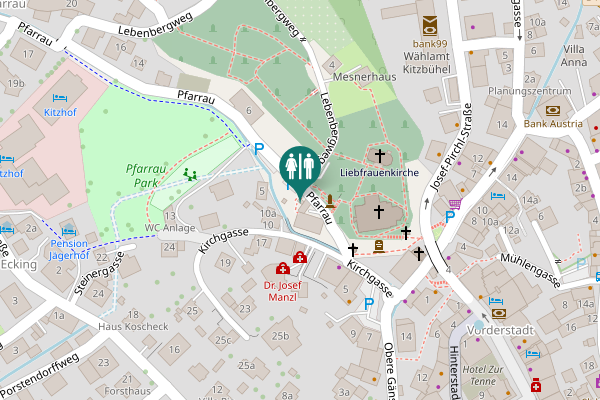 Map showing location of Pfarrau 1 Toilet