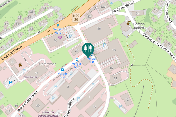 Map showing location of Rue de Gérardmer 36 Toilet