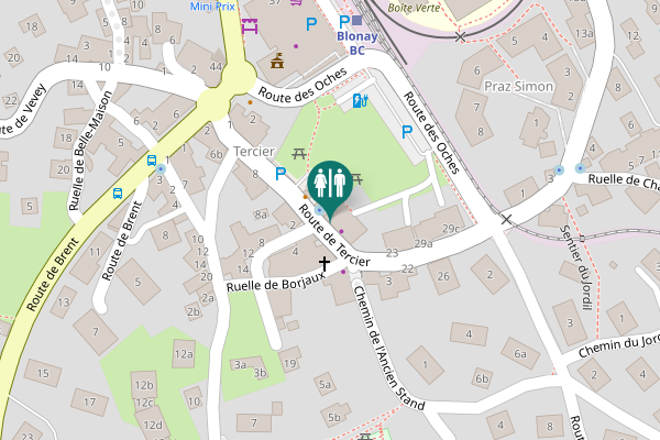 Map showing location of Route de Tercier 16 Toilet