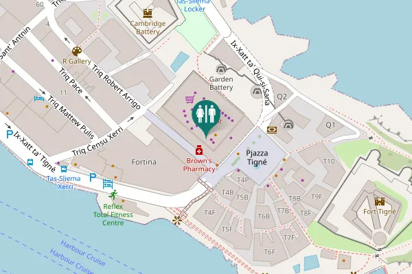 Map showing location of Pjazza Tigné 22A Toilet