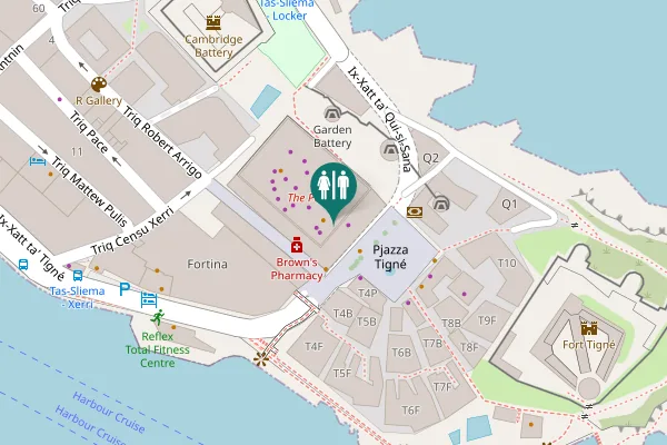 Map showing location of Pjazza Tigné 22A Toilet