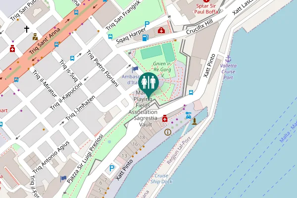 Map showing location of Floriana War Victims Road Toilet