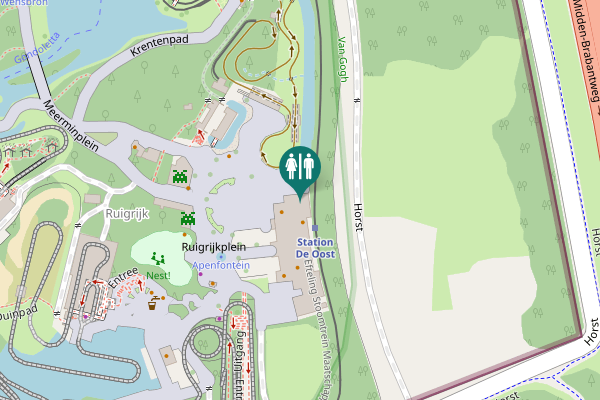 Map showing location of Toiletten Station de Oost