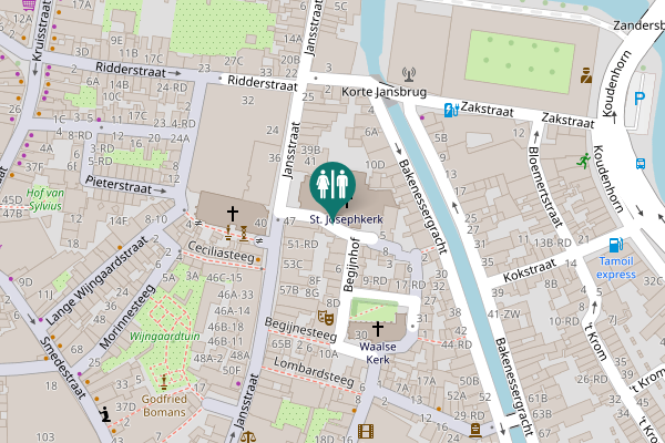 Map showing location of Donkere Begijnhof 2B Toilet