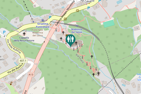 Map showing location of Via Crucis Toilet