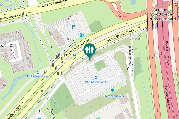Map showing location of Trefpunt P+R Meerhoven