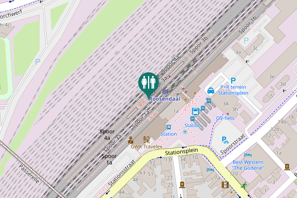 Map showing location of Spoor 3a Toilet