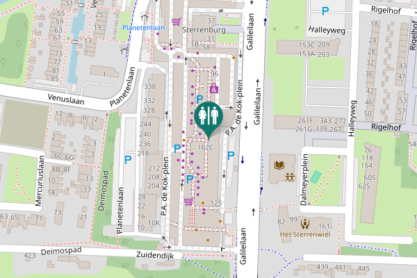 Map showing location of P.A. de Kok-plein 162C Toilet