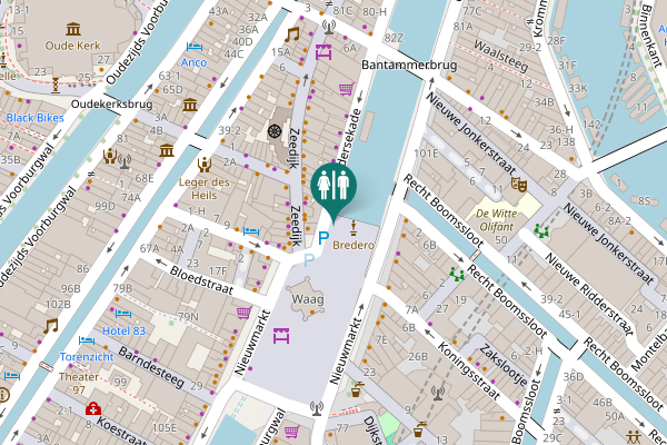 Map showing location of Amsterdam Toilet