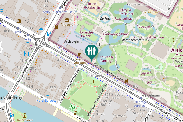 Map showing location of Plantage Middenlaan 41 Toilet