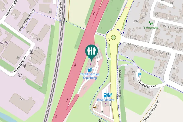 Map showing location of One Hundred Restrooms