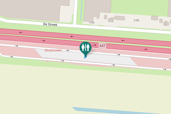 Map showing location of A37 Toilet