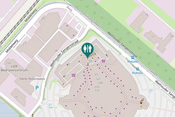 Map showing location of Makado Toilet