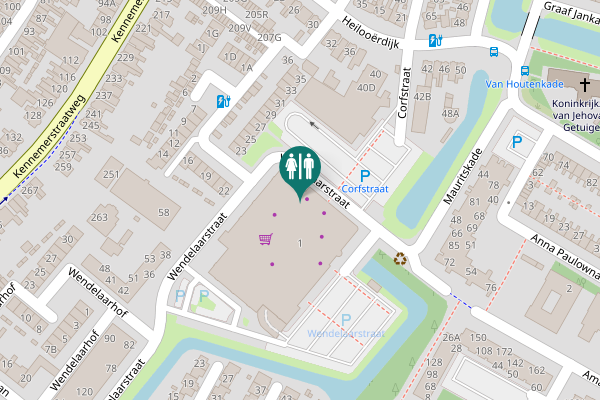 Map showing location of Wendelaarstraat 1-3 Toilet
