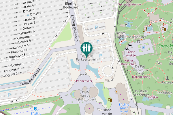 Map showing location of Toiletten Parkeerterrein