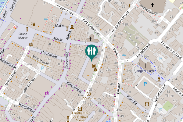 Map showing location of Kruisherenstraat 2A Toilet