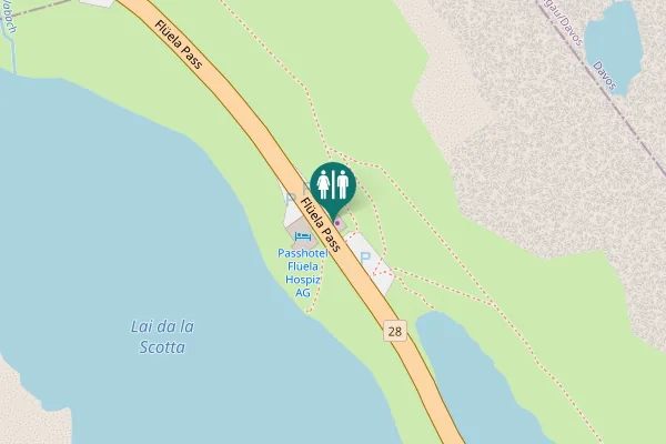 Map showing location of Flüela Pass Toilet