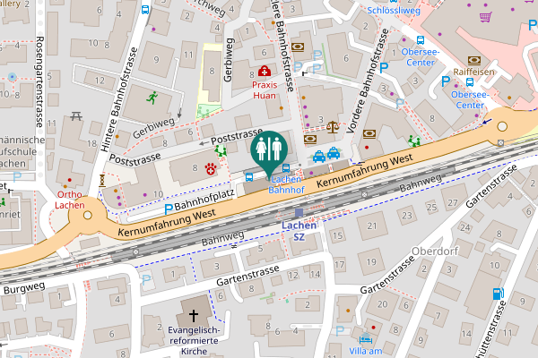 Map showing location of Bahnhofplatz Toilet
