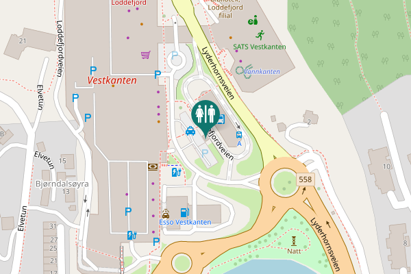 Map showing location of Loddefjordveien Toilet