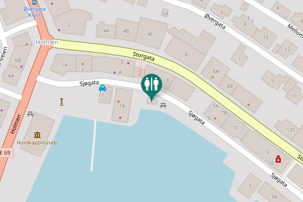 Map showing location of Sjøgata 1A Toilet