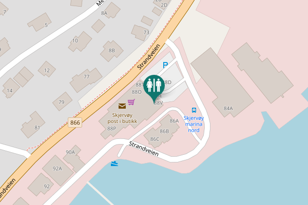 Map showing location of Strandveien 88V Toilet