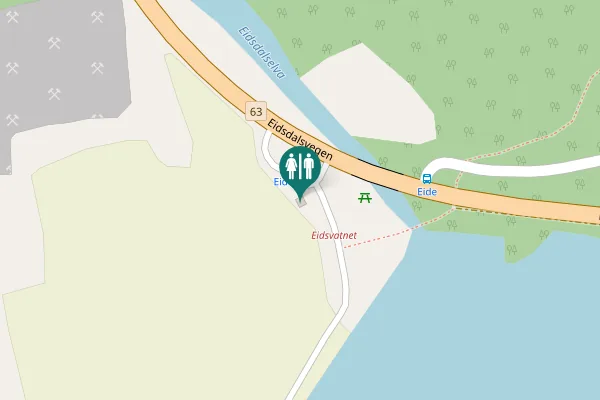 Map showing location of Eidsdalsvegen Toilet
