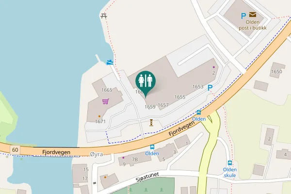 Map showing location of Fjordvegen 1661 Toilet