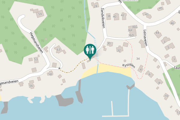 Map showing location of Kyststien Toilet