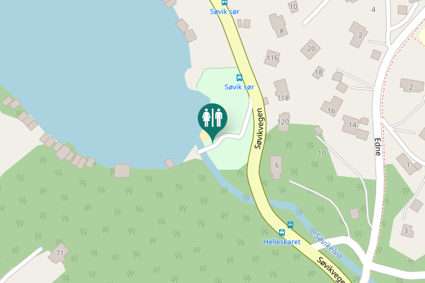 Map showing location of Søvikvegen 120 Toilet