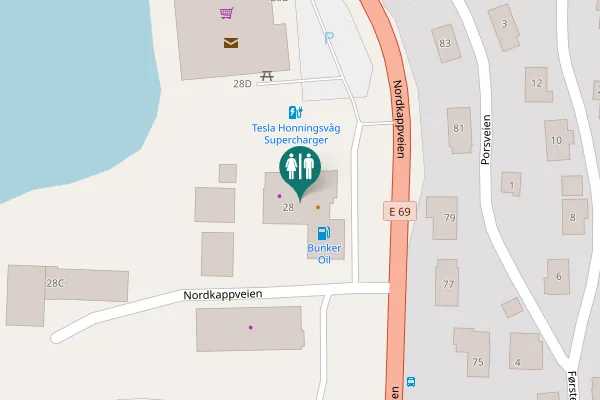 Map showing location of Nordkappveien 28 Toilet