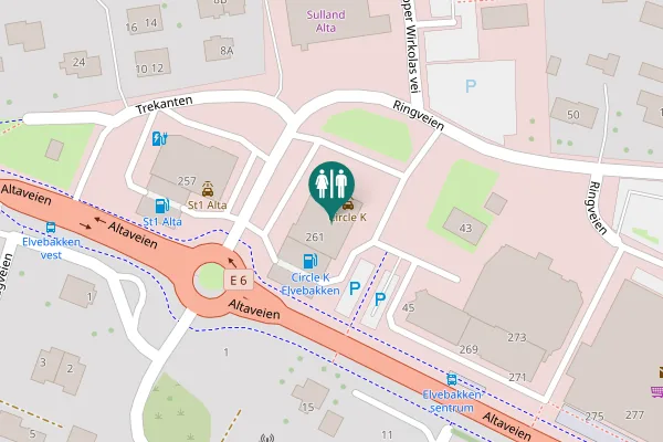 Map showing location of Circle K Elvebakken