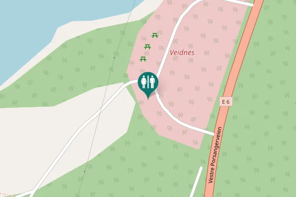 Map showing location of Vestre Porsangerveien Toilet