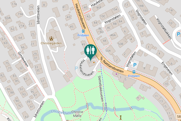 Map showing location of Haukelandsveien 51 Toilet