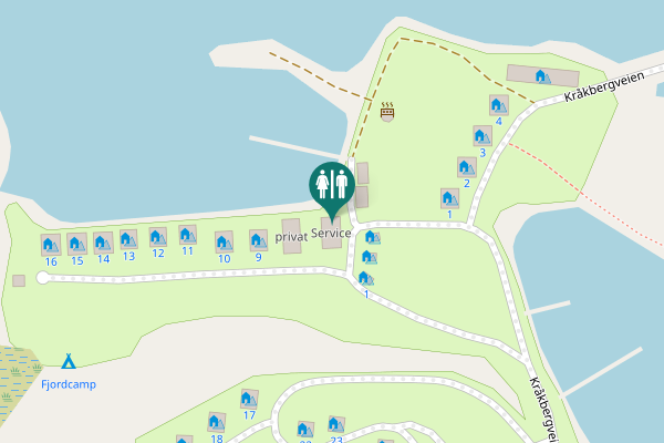 Map showing location of Kråkbergveien Toilet