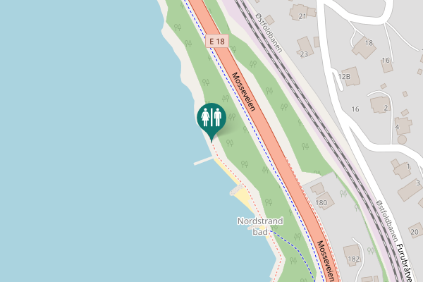 Map showing location of Mosseveien Toilet