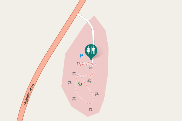 Map showing location of Skjåholmveien 60 Toilet