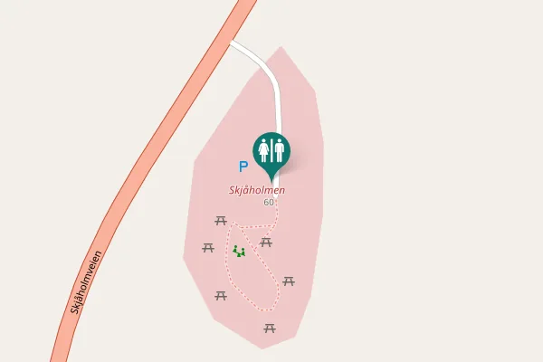 Map showing location of Skjåholmveien 60 Toilet