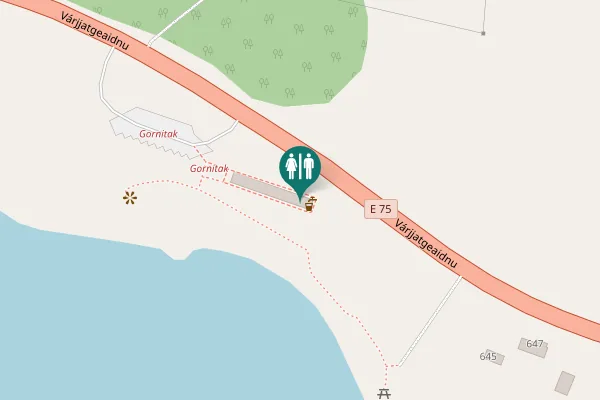Map showing location of Várjjatgeaidnu 626 Toilet