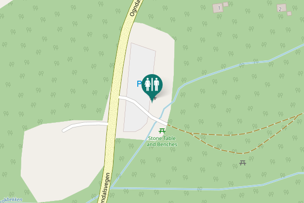 Map showing location of Ogndalsvegen Toilet