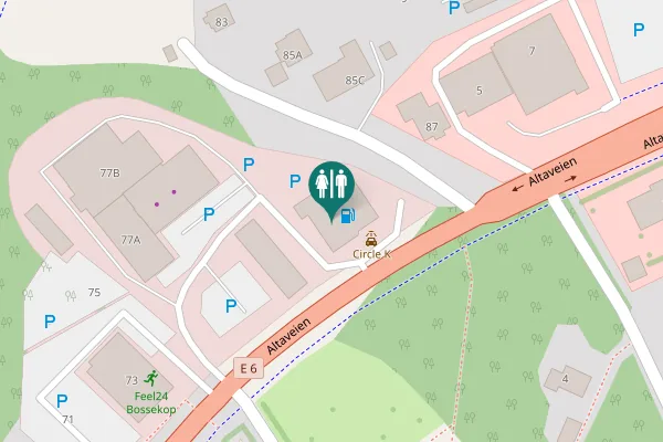 Map showing location of Circle K Alta