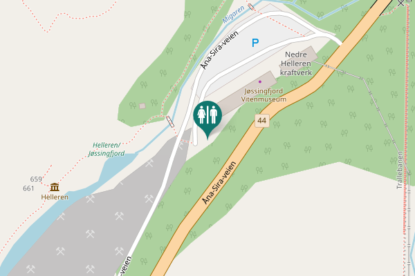 Map showing location of Åna-Sira-veien Toilet