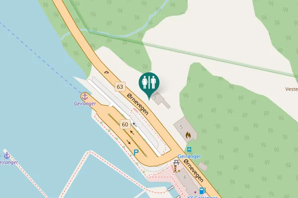 Map showing location of Ørnevegen 7 Toilet