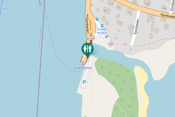 Map showing location of Fjordveien Toilet