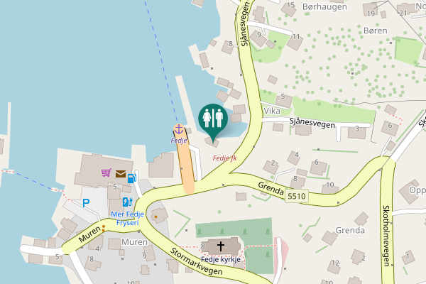 Map showing location of Sjånesvegen 8 Toilet