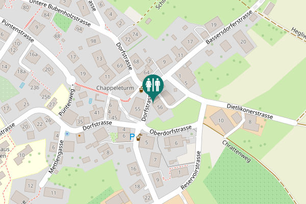 Map showing location of Dorfstrasse 56 Toilet